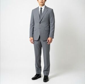 John Williams Men's Classic Fit Suit Jacket & Pants Set L Grey Wool Blend EXC